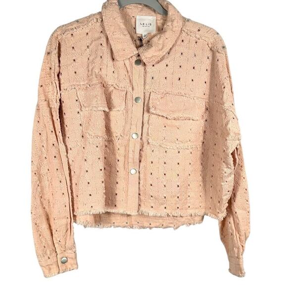 Le Lis Jackets & Blazers - LE Lis Pale Pink Eyelet Design Jacket Large